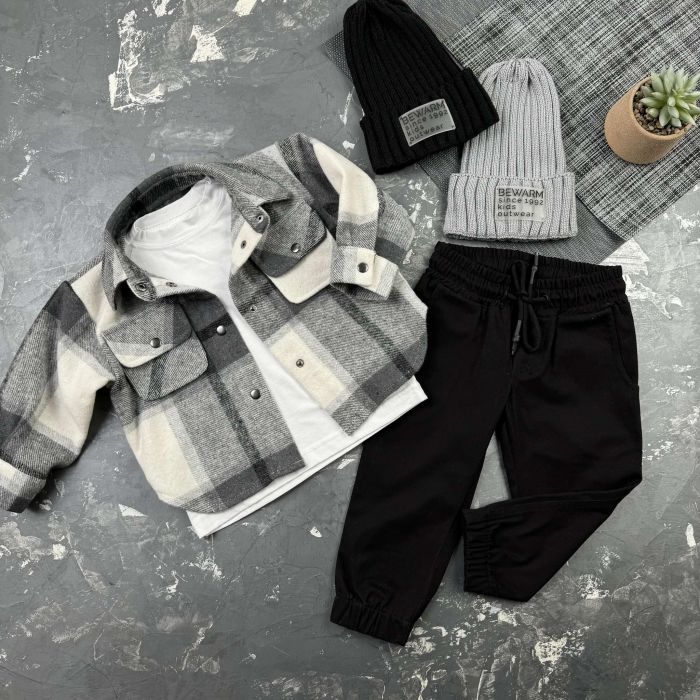Сорочка дитяча в клітинку BEWARM gray