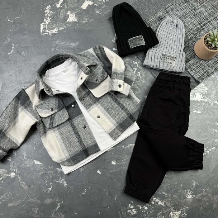 Сорочка дитяча в клітинку BEWARM gray