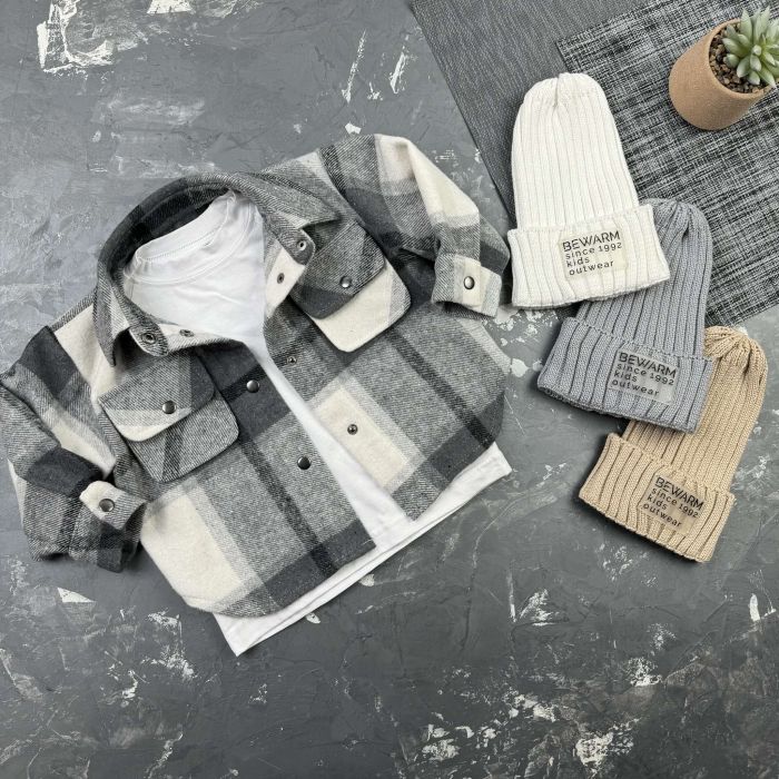 Сорочка дитяча в клітинку BEWARM gray