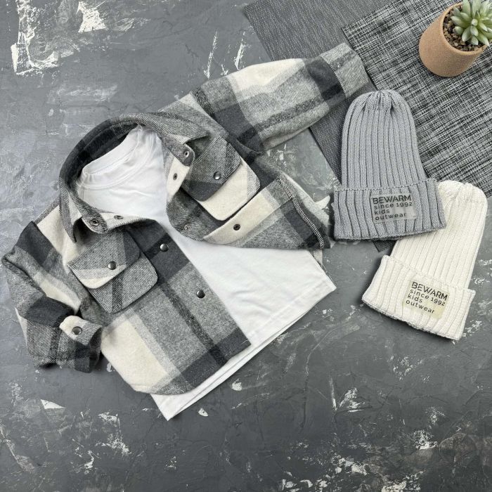 Сорочка дитяча в клітинку BEWARM gray