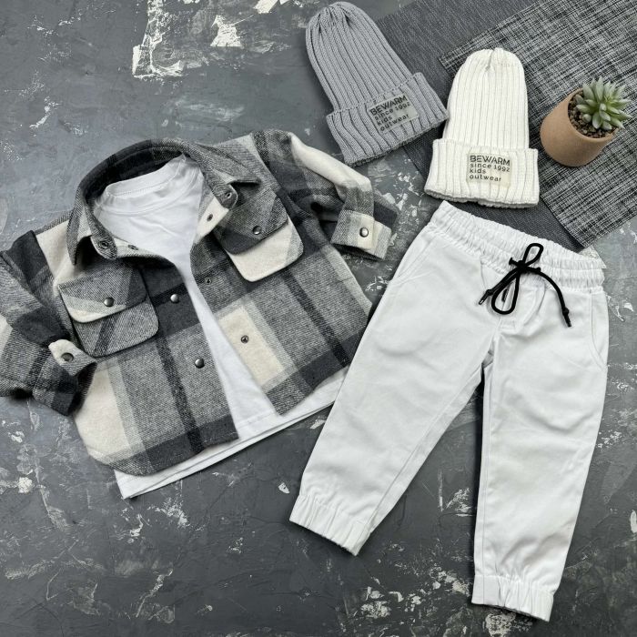 Сорочка дитяча в клітинку BEWARM gray
