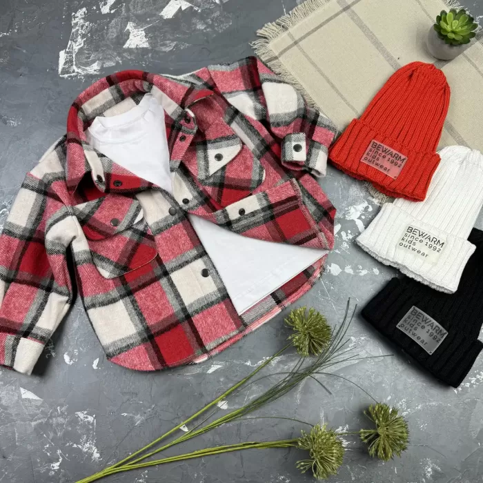 Сорочка дитяча в клітинку BEWARM red