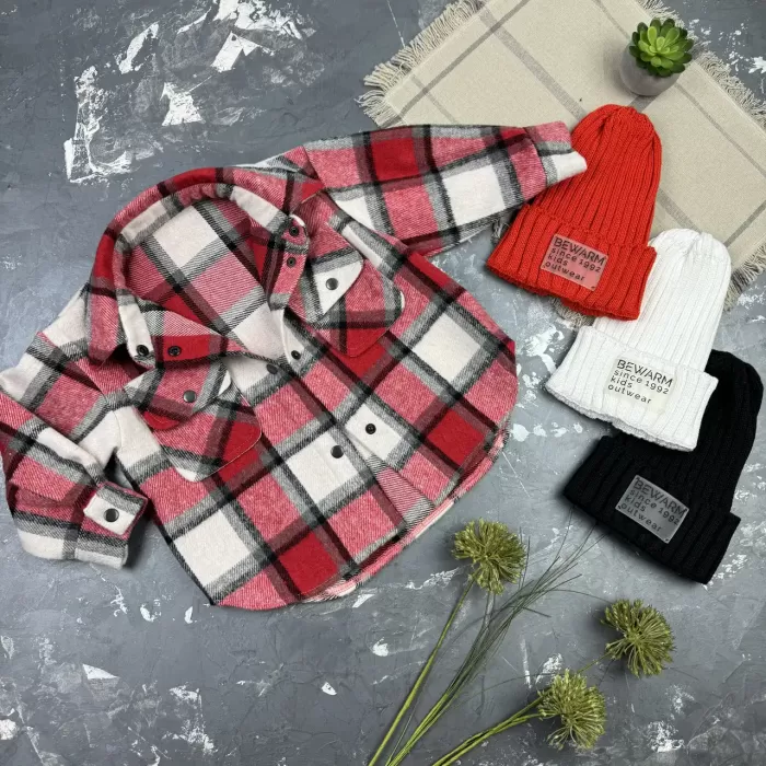 Сорочка дитяча в клітинку BEWARM red