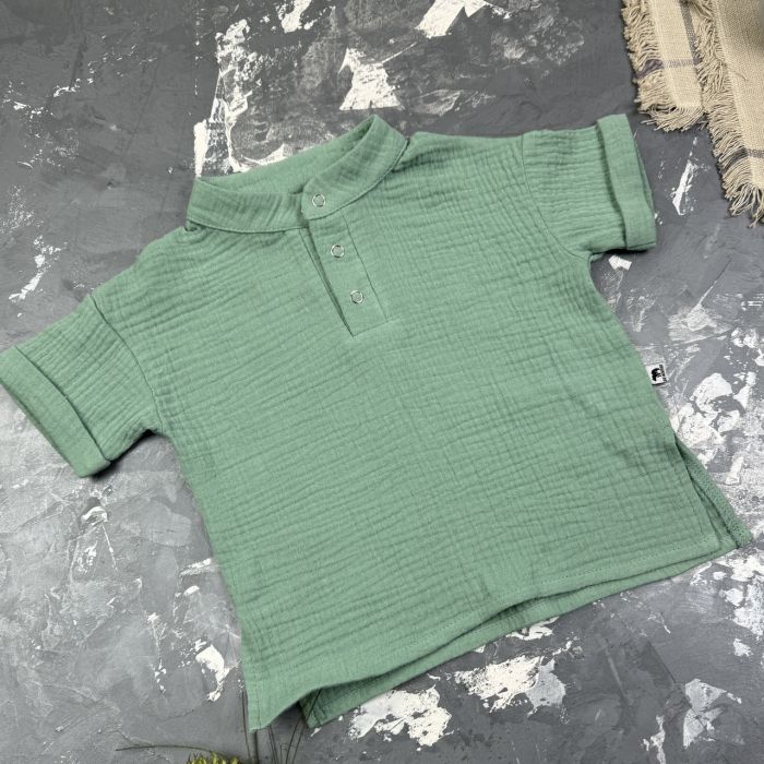 Костюм muslin cotton BEWARM дитячий штани + футболка + панамка Хакі