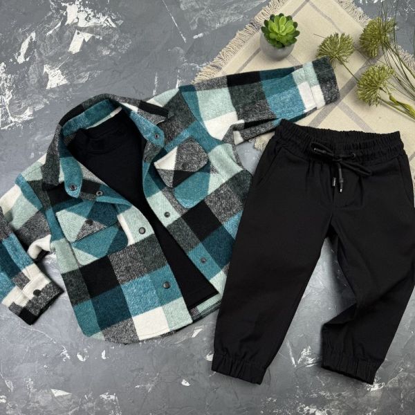 Комплект дитячий набір spring nature зелений/чорний/чорний
