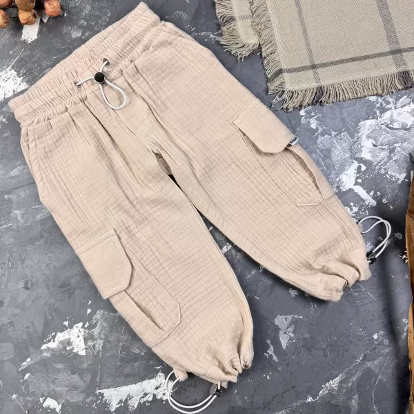 Штани муслінові карго beige