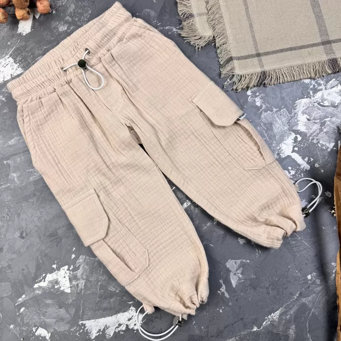 Штани муслінові карго beige