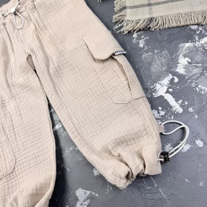 Костюм muslin cotton BEWARM дитячий штани + футболка  Беж