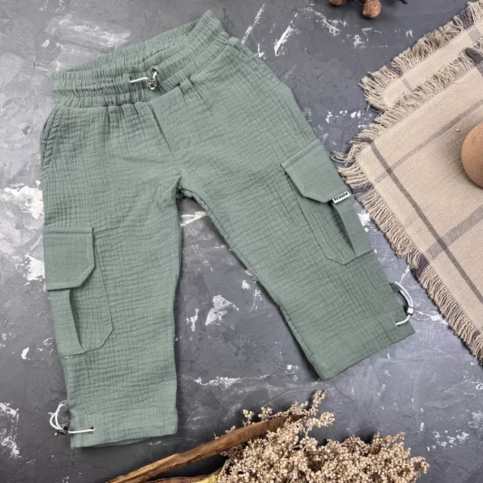 Костюм muslin cotton BEWARM дитячий штани + футболка  Хакі