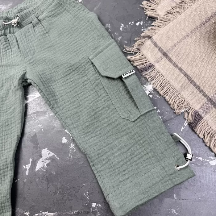 Штани муслінові карго khaki