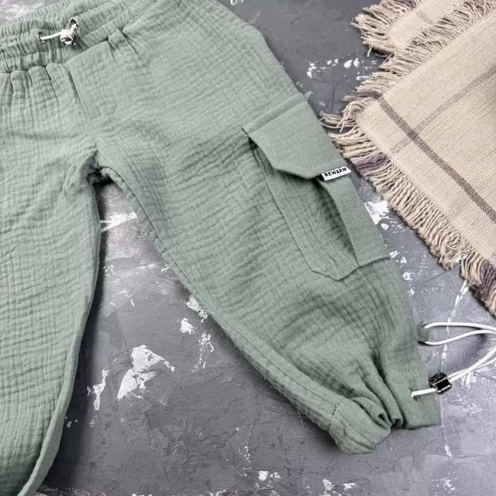 Штани муслінові карго khaki