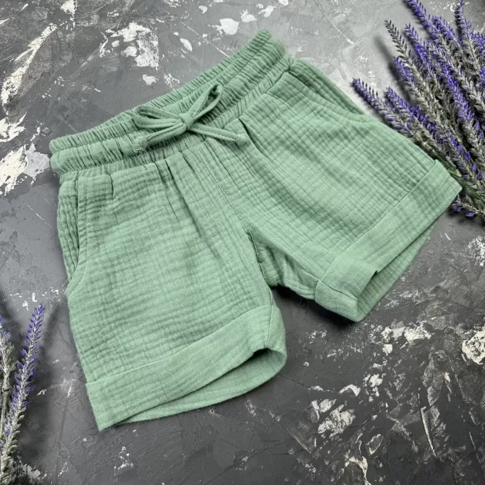 Костюм muslin cotton BEWARM дитячий шорти + футболка + панама Khaki