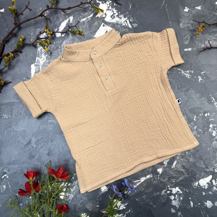 Костюм muslin cotton BEWARM дитячий штани + футболка + панамка Sand