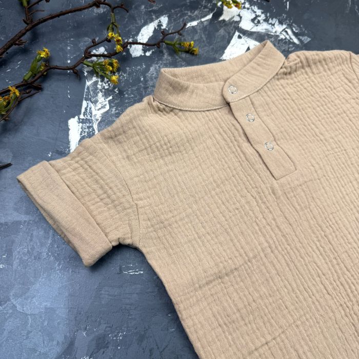 Костюм muslin cotton BEWARM дитячий шорти + футболка + панама Sand