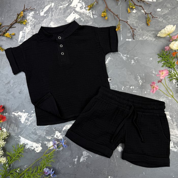Костюм muslin cotton BEWARM дитячий шорти + футболка Black
