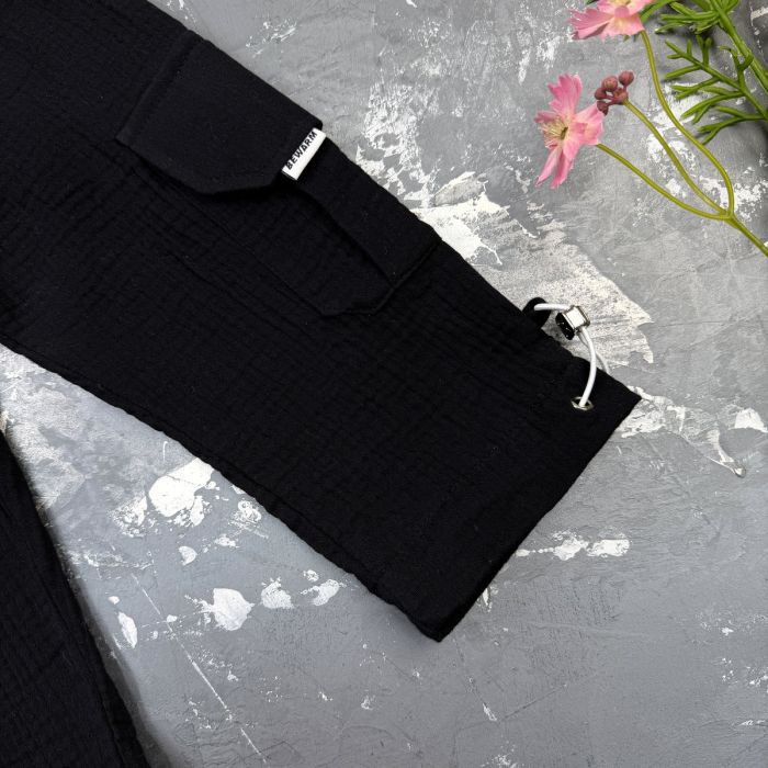 Костюм muslin cotton BEWARM дитячий штани + футболка + панамка Black