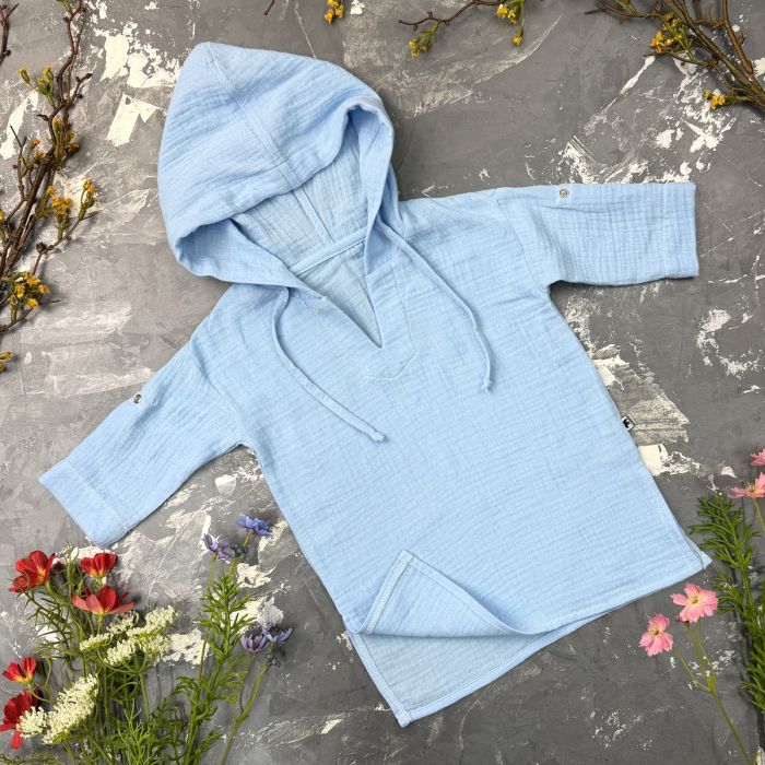 Муслінова Туніка дитяча Muslin Cotton BEWARM Sky-blue