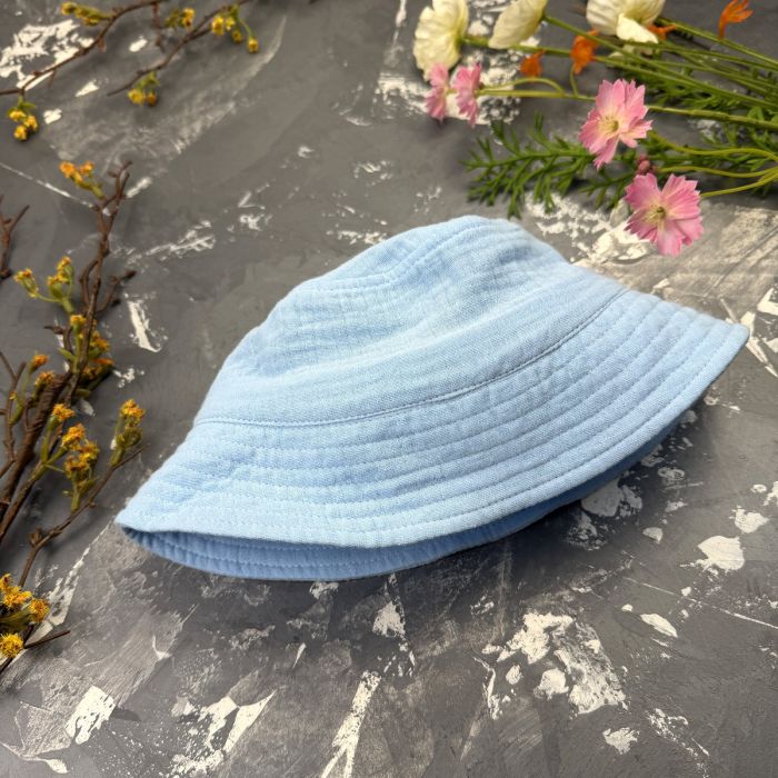Костюм muslin cotton BEWARM дитячий шорти + футболка + панама Sky-blue
