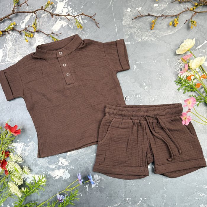 Костюм muslin cotton BEWARM дитячий шорти + футболка + панама Choko