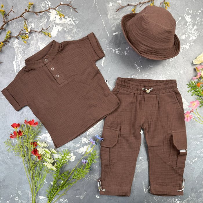 Комплект muslin cotton Choko BEWARM дитячий (штани,футболка,панамка,шорти,туніка)