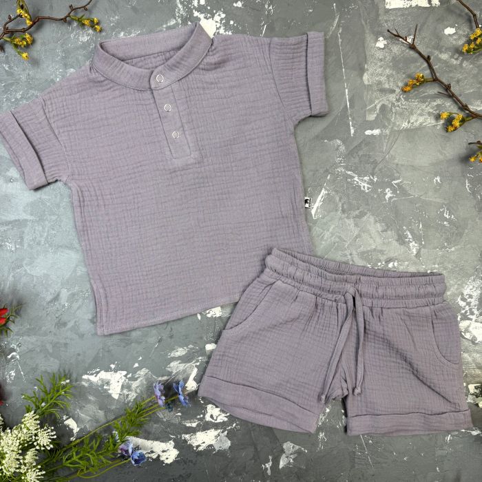 Костюм muslin cotton BEWARM дитячий шорти + футболка Grey