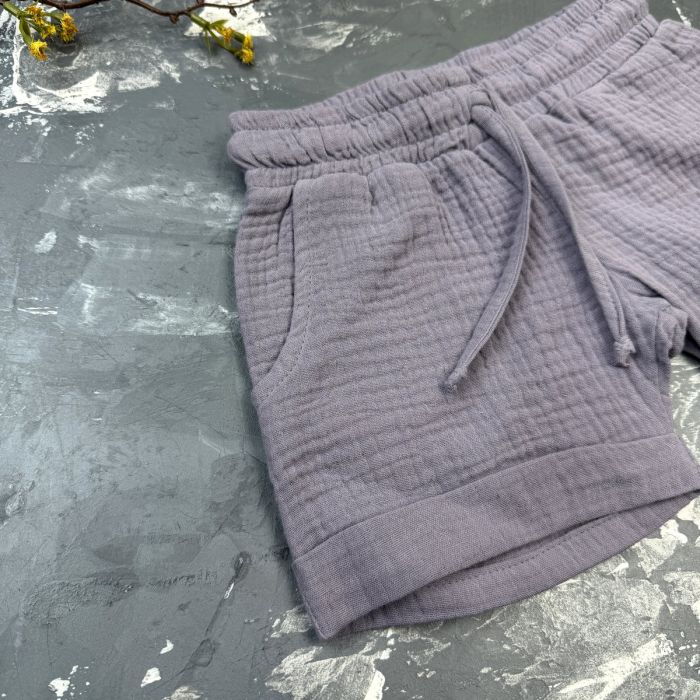 Костюм muslin cotton BEWARM дитячий шорти + футболка + панама Grey