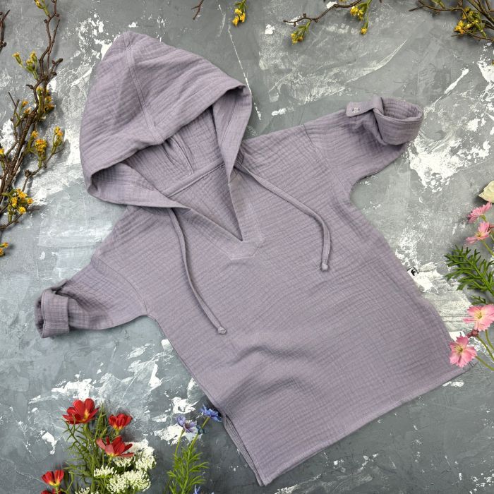 Мусліновий набір туніка + панама дитяча Muslin Cotton BEWARM Grey