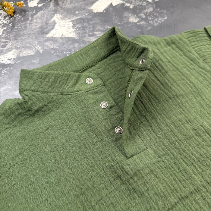 Костюм muslin cotton BEWARM дитячий шорти + футболка + панама dark green