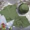 Комплект muslin cotton dark green BEWARM дитячий (штани,футболка,панамка,шорти,туніка)