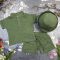 Комплект muslin cotton dark green BEWARM дитячий (штани,футболка,панамка,шорти,туніка)