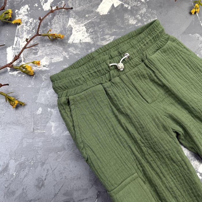 Штани муслінові карго dark green