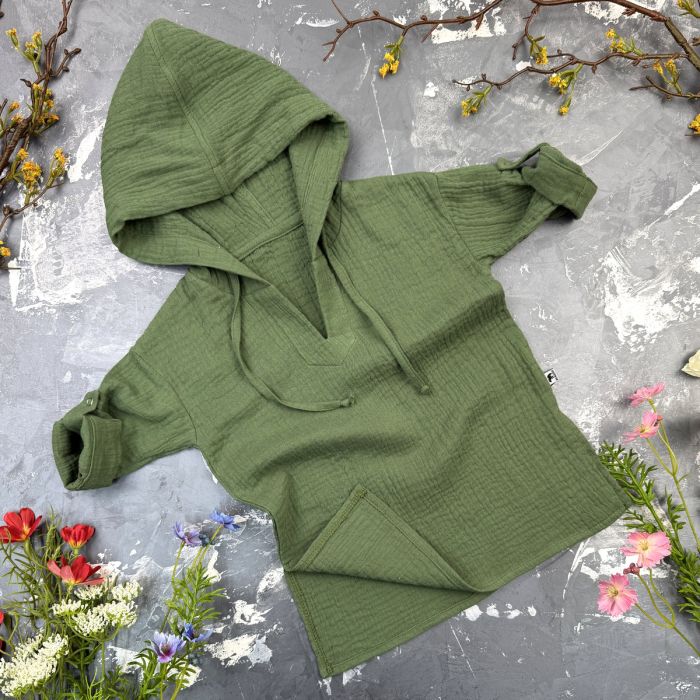 Муслінова Туніка дитяча Muslin Cotton BEWARM dark green