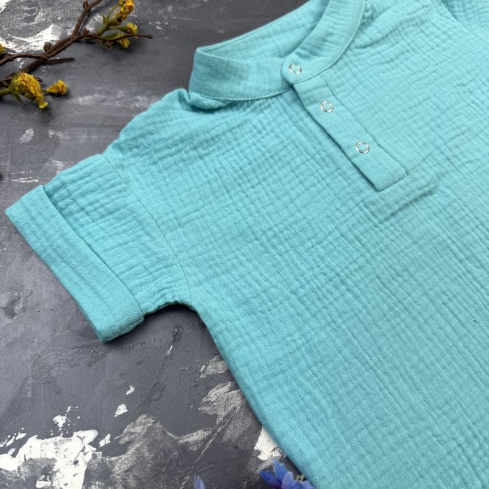 Костюм muslin cotton BEWARM дитячий штани + футболка + панамка Aquamarine