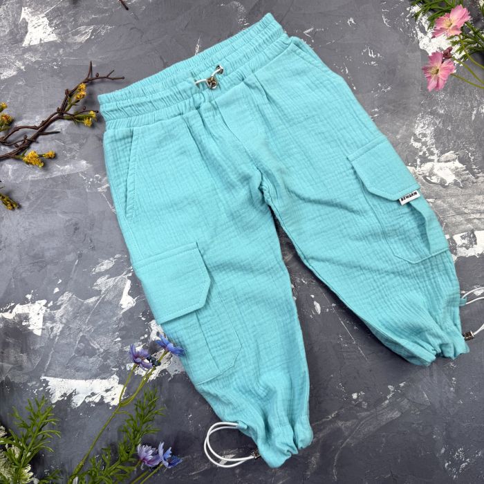 Штани муслінові карго Aquamarine