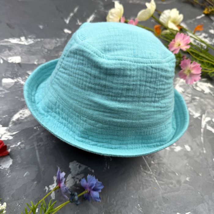 Костюм muslin cotton BEWARM дитячий штани + футболка + панамка Aquamarine