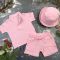 Костюм muslin cotton BEWARM дитячий шорти + футболка + панама Pink