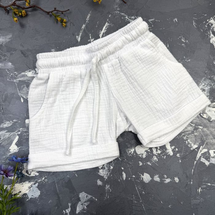 Костюм muslin cotton BEWARM дитячий шорти + футболка + панама White