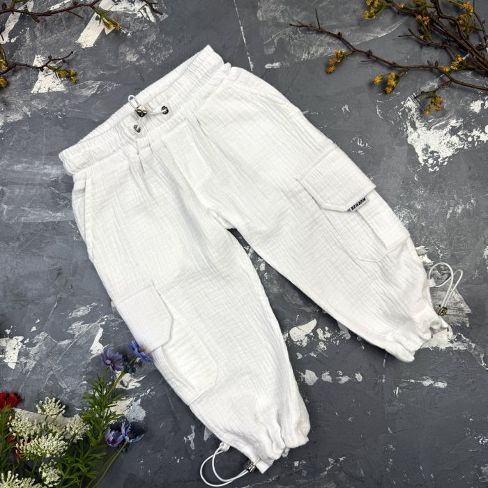 Штани муслінові карго white