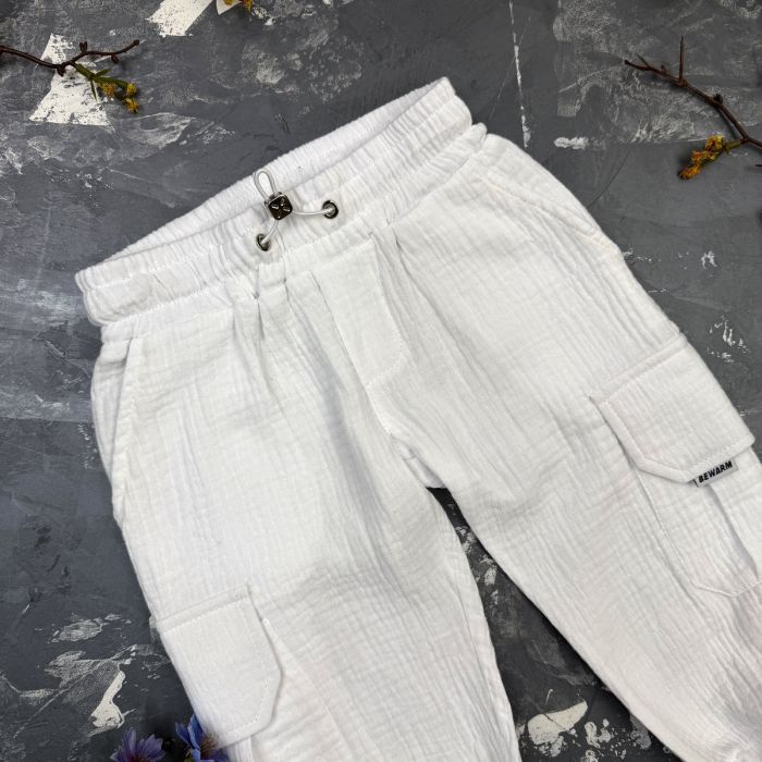 Штани муслінові карго white