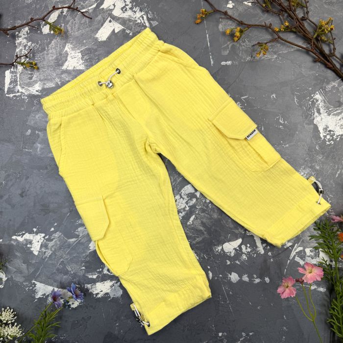 Костюм muslin cotton BEWARM дитячий штани + футболка + панамка Sunny-Yellow