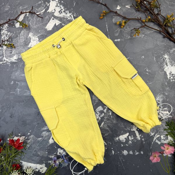 Штани муслінові карго Sunny-Yellow