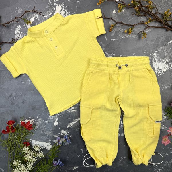 Костюм muslin cotton BEWARM дитячий штани + футболка Sunny-Yellow