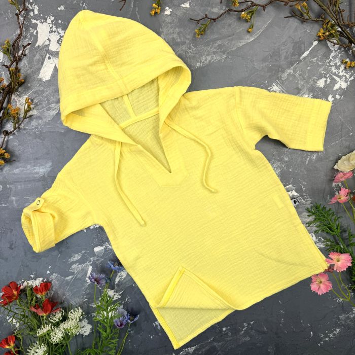 Мусліновий набір туніка + панама дитяча Muslin Cotton BEWARM Sunny-Yellow