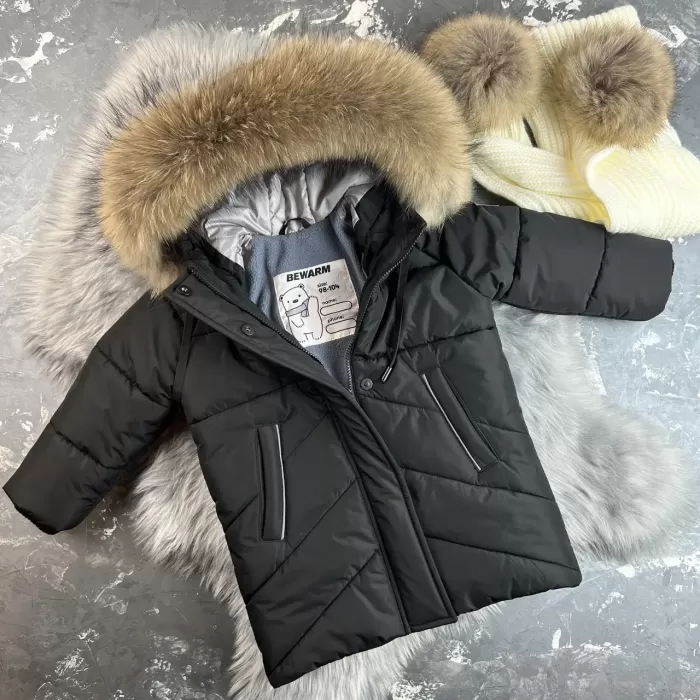 Куртка-пальто BEWARM Bakota Black дитяча зимова подовжена