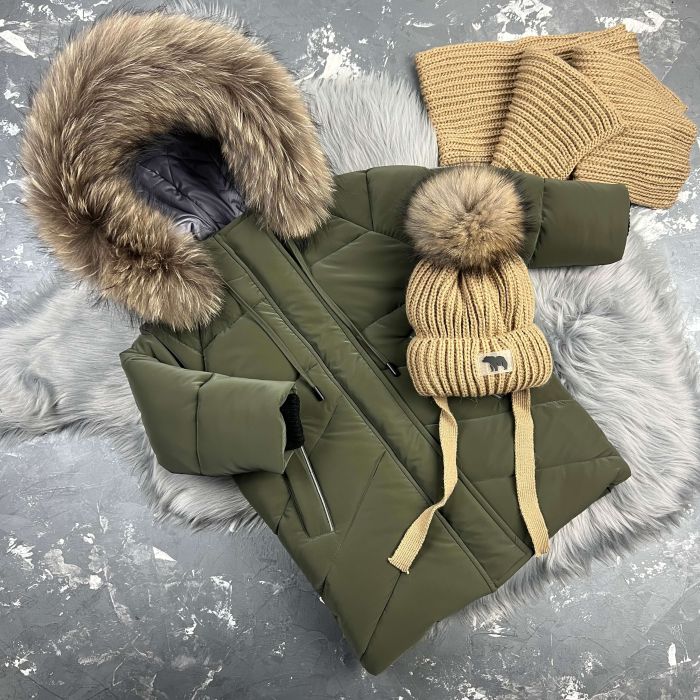 Куртка-пальто BEWARM Bakota Khaki Velvet дитяча зимова подовжена