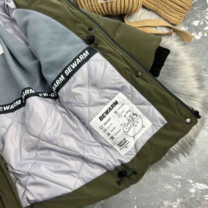 Куртка-пальто BEWARM Bakota Khaki Velvet дитяча зимова подовжена