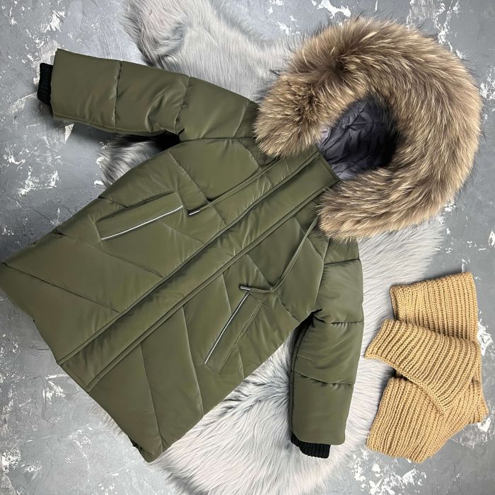 Куртка-пальто BEWARM Bakota Khaki Velvet дитяча зимова подовжена