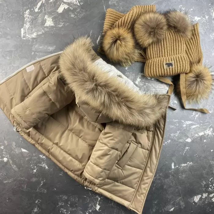 Куртка-пальто BEWARM Baribal Beige дитяча зимова подовжена