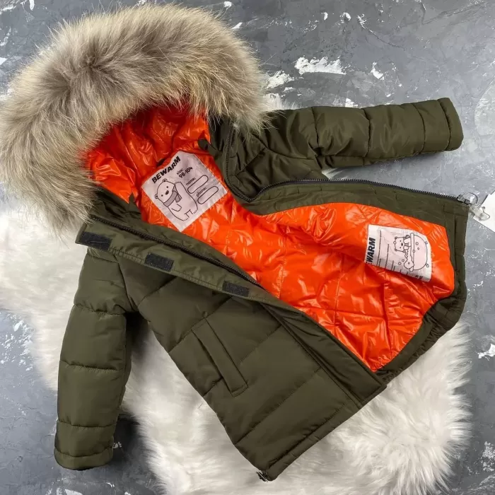 Куртка-пальто BEWARM Baribal Khaki дитяча зимова подовжена