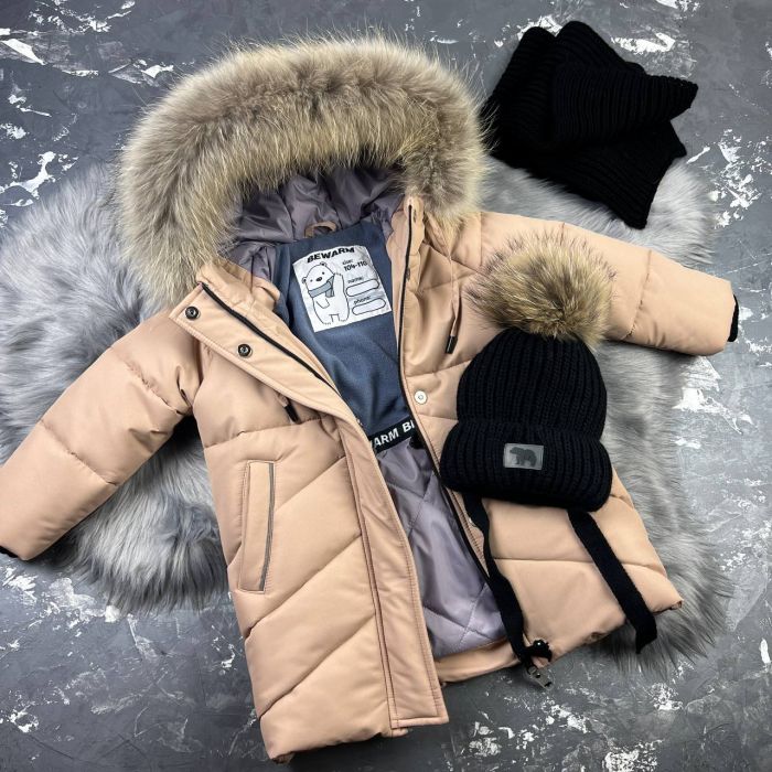 Куртка-пальто BEWARM Bakota Beige дитяча зимова подовжена